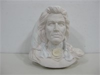 10" Ceramic Native American Bust Made In Mexico