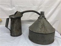 Galvanized Funnel & Oil Can vintage