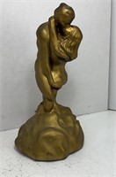 Ceramic Statue Woman & Man Embracing Gold Toned