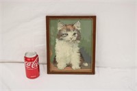 Vintage Paint By Number Cat, 9" x 11" #1