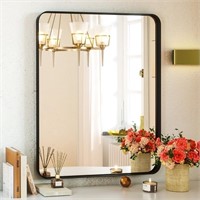 SE6094 Round Corner Wall MirrorBlack 24x36 inch