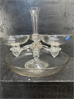 CRYSTAL EPERGNE SET AND LARGE CHARGER