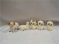 Porcelain Cat Salt & Pepper Shakers & Toothpick