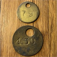 (2) Brass Number ID Tags