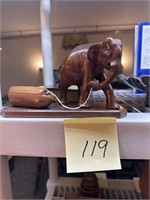 Carved Wooden Sculpture of Working Elephant