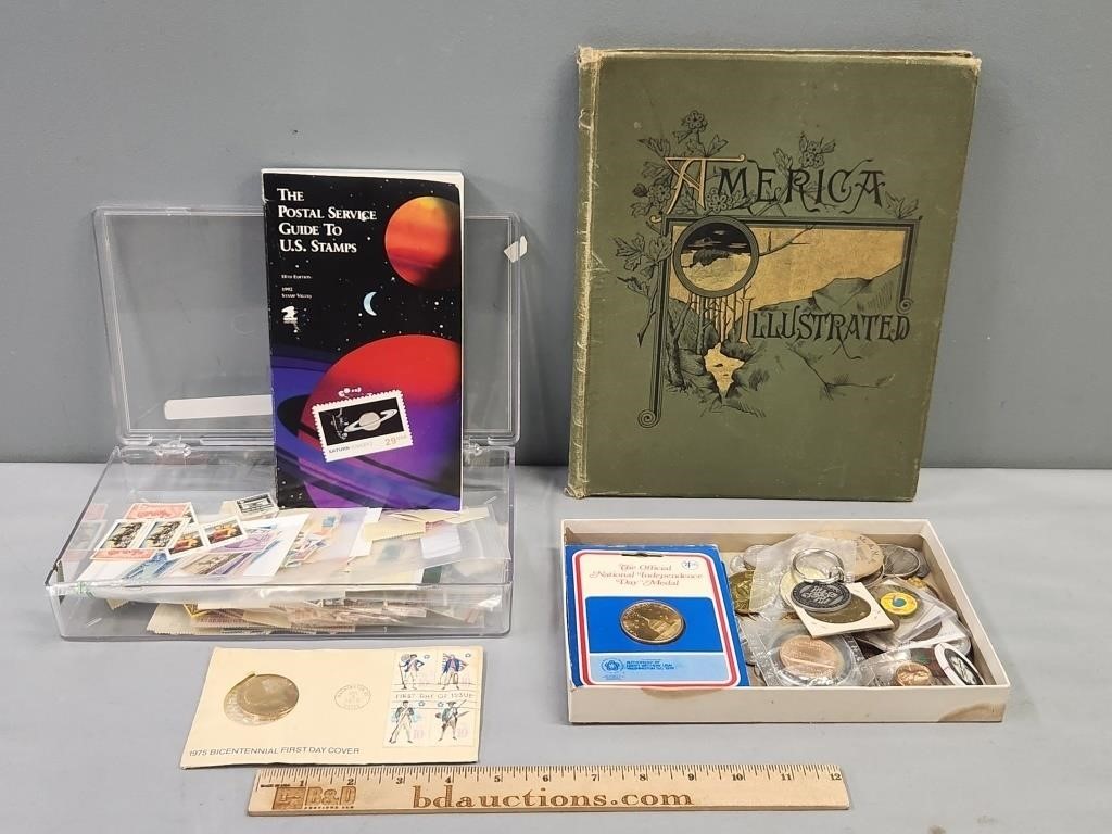 Tokens; Stamps & Books Lot Collection