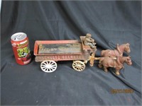 Cast Iron Schultz' Beer Ale Wagon W Horses