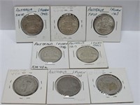 Australia 1 Florin, 8 silver coins