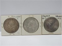 1 Balboa, 3 silver coins from Panama