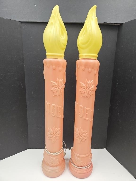 2 Vintage USA Blow Mold Candles  37" high