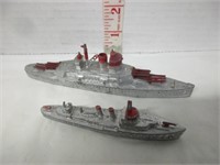 PAIR OF VINTAGE TOOTSIE TOY NAVY SHIPS