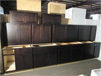 Kitchen Cabinet Set, Dark Wood, 30" Uppers