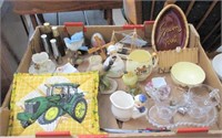 John Deere Pot Holders, Candlewick Creamer & Sugar