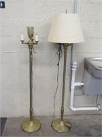 Pair of Brass Floor Lamps- 1 Missing Globes