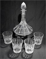 Wedgwood Crystal Decanter & 4 Whisky Glasses