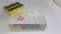 18K GP Pink Gemstone Flower Pendant Necklace
