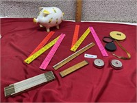 Folding Rulers, Tape Measures, Piggy Bank