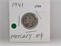 1941 90% Silver Mercury Dime