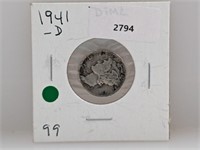 1941-D 90% Silver Mercury Dime