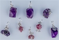 Jewelry Lot of Wire Wrapped Gemstone Pendants