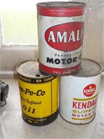 3 advertising quart oil cans, USED