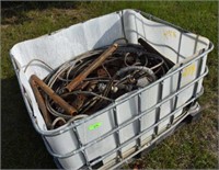 CRATE OF MISCELLANEOUS 1/2" CABLES & STEEL POLES