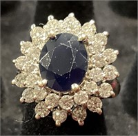 14K Sapphire And Diamond Ring