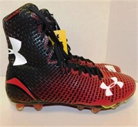 98 UMDER ARMOUR RED/BLACK CLEATS - MEN'S SIZE 9