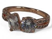 Ladies .925 Silver Gold Toned CZ Ring