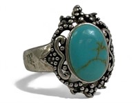 Vintage Ladies .925 Silver Turquoise Ring