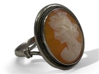 Vintage .925 Silver Cameo Ring