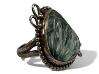 Vintage sterling Silver Agate Ladies Ring