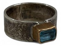 Ladies .925 Silver Blue Topaz Ring