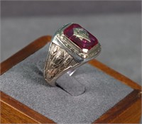 1934 Sterling Silver, Gold & Ruby Class Ring