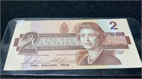 1986 Canadian 2 Dollar Bill
