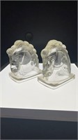 1950s glass horse head bookends
