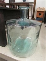 GREEN GLASS DECORATIVE JAR