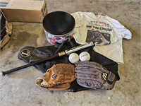 Softball Gloves & Bat- OSU Tin- 97' Indians T