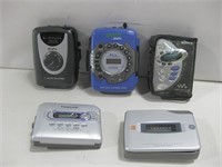 Five Portable Cassette Players See Info
