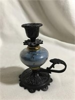 Metal and glass candlestick holder