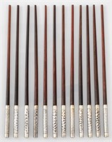 Carved Wood and Silver Chopsticks, 12