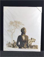 Sepia Tone Safari Photo Print on Canvas 36x31
