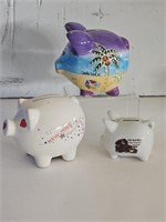 COOL LOT OF 3 PIG PIGGY BANKS-NY,PIGION FORGE AND