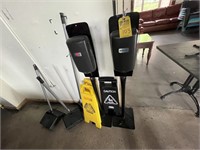 ASSORTED ITEMS - 2- DUST PANS / 4- CAUTION SIGNS /