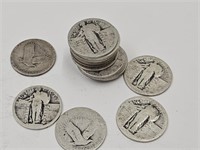 20 No Date Standing Liberty  Silver  Quarter Coins