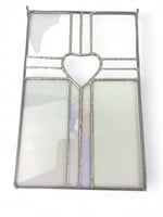 Stained Glass Clear Square Iridescent Cross