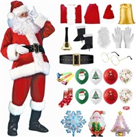 Santa Claus Costume Men Deluxe Suit 25PCS 3XL