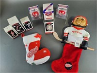Lot Of Sports Ornaments & Stockings
