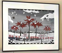 Verna Seagreaves "Poinsettia Trees" framed