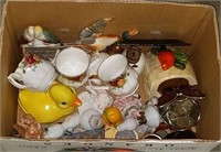 Box lot of tea cups and more